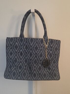 Maje Patterned Jacquard Tote Bag Denim
